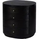 Nora 28" Oval 4-Drawer Nightstand in Antique Coffee Finish Wood