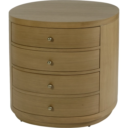 Nora 28" Oval 4-Drawer Nightstand in Natural Oak Finish Wood
