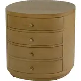 Nora 28" Oval 4-Drawer Nightstand in Natural Oak Finish Wood
