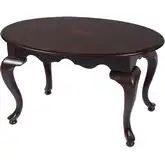 Mareo 38" Oval Queen Anne Coffee Table in Cherry Finish Wood