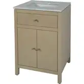 Nora 24" Bathroom Vanity in Carrara Marble & Antique Taupe Wood