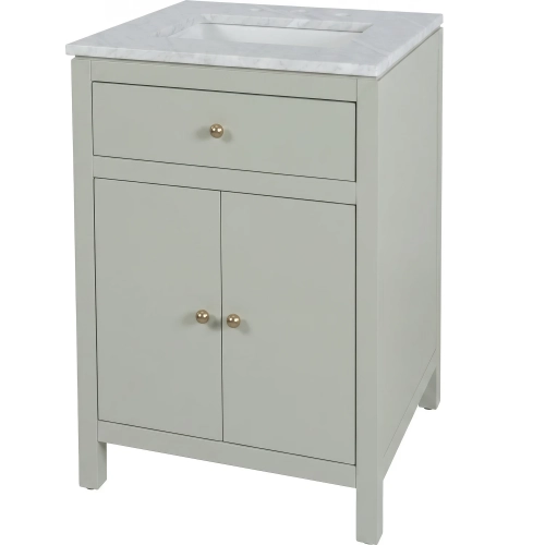 Nora 24" Bathroom Vanity in Carrara Marble & Sage Green Wood