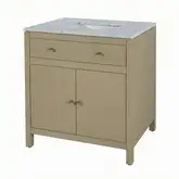 Nora 32" Bathroom Vanity in Carrara Marble & Antique Taupe Wood