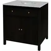Nora 32" Bathroom Vanity in Carrara Marble & Antique Coffee Brown Wood