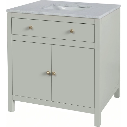 Nora 32" Bathroom Vanity in Carrara Marble & Sage Green Wood