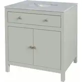 Nora 32" Bathroom Vanity in Carrara Marble & Sage Green Wood