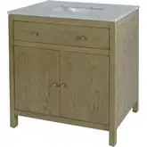 Nora 32" Bathroom Vanity in Carrara Marble & Oak Brown Finish Wood