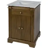 Rachelle 24" Bathroom Vanit in Carrara Marble & Brown Wood