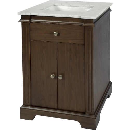 Rachelle 24" Bathroom Vanity in Carrara Marble & Walnut Brown Wood