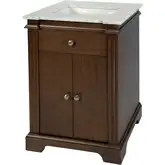 Rachelle 24" Bathroom Vanity in Carrara Marble & Walnut Brown Wood