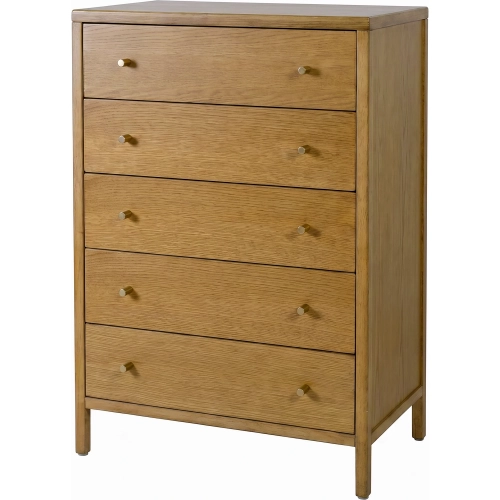 Mendel 5-Drawer Chest in Light Brown Finish Wood