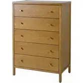 Mendel 5-Drawer Chest in Light Brown Finish Wood