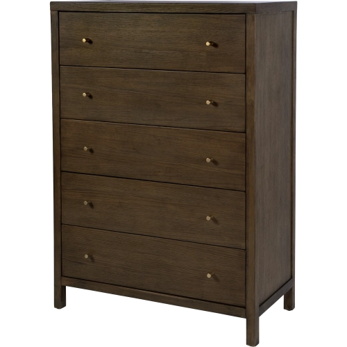 Mendel 5-Drawer Chest in Walnut Finish Wood
