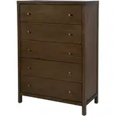 Mendel 5-Drawer Chest in Walnut Finish Wood