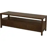 Nora 66.5" 3-Drawer TV Stand in Walnut Brown Finish Wood