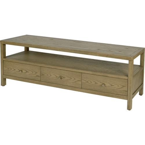 Nora 66.5" 3-Drawer TV Stand in Light Brown Finish Wood