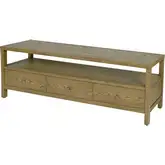 Nora 66.5" 3-Drawer TV Stand in Light Brown Finish Wood