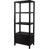 Nora 70"H 3-Tier Open Bookcase with Drawers in Antique Coffee Brown Wood