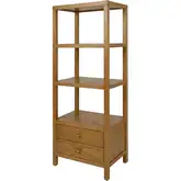 Nora 70"H 3-Tier Open Bookcase with Drawers in Light Natural Wood