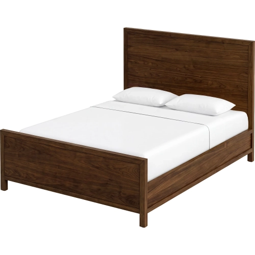 Nora Queen Panel Bed in Walnut Brown Finish Wood