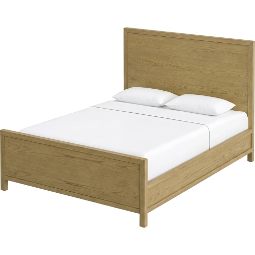 Nora Queen Panel Bed in Light Oak Brown Finish Wood