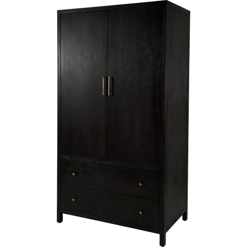 Nora 2-Drawer Armoire in Antique Coffee Brown Wood