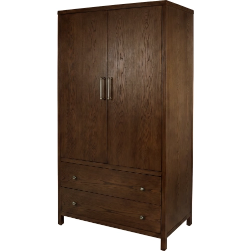 Nora 2-Drawer Armoire in Walnut Brown Finish Wood