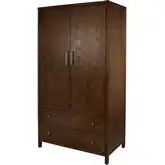 Nora 2-Drawer Armoire in Walnut Brown Finish Wood