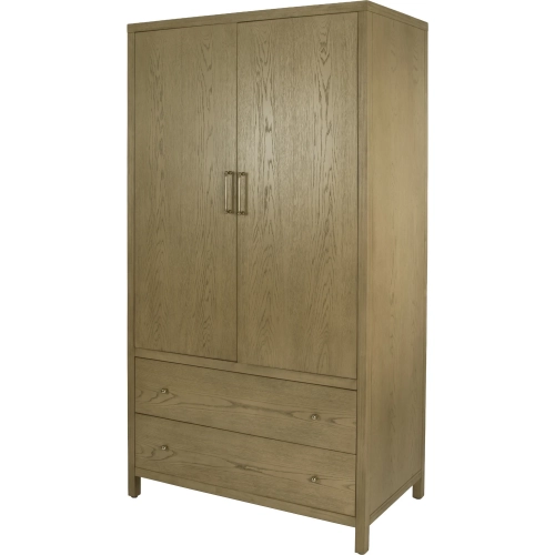 Nora 2-Drawer Armoire in Light Oak Brown Finish Wood