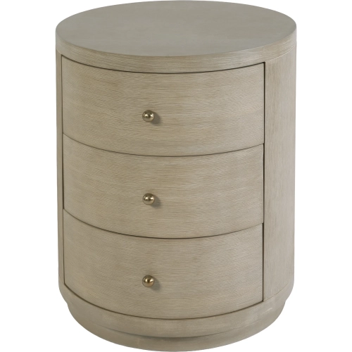 Nora 22" Round 3-Drawer End Table in Antique Taupe Finish Wood