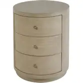Nora 22" Round 3-Drawer End Table in Antique Taupe Finish Wood