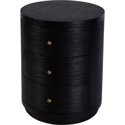 Nora 22" Round 3-Drawer End Table in Antique Coffee Finish Wood