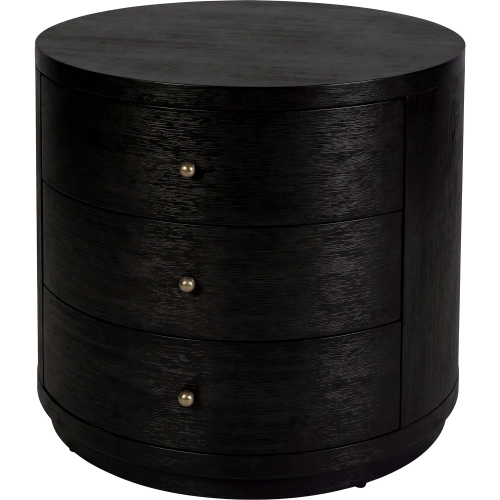Nora 28" Round 3-Drawer End Table in Antique Coffee Finish Wood