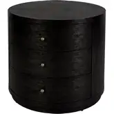 Nora 28" Round 3-Drawer End Table in Antique Coffee Finish Wood