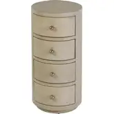 Nora 12" Round 4-Drawer End Table in Antique Taupe Finish Wood