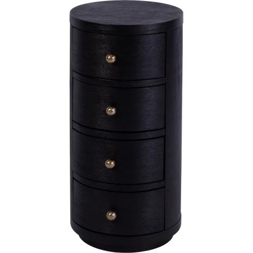 Nora 12" Round 4-Drawer End Table in Antique Coffee Finish Wood