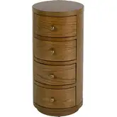 Nora 12" Round 4-Drawer End Table in Natural Finish Wood