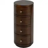 Nora 12" Round 4-Drawer End Table in Walnut Finish Wood