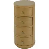 Nora 12" Round 4-Drawer End Table in Light Brown Finish Wood