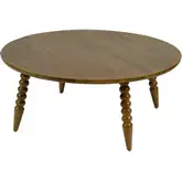 Fluornoy 40" Round Coffee Table with Tripod Legs in Brown Wood