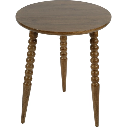 Fluornoy 22" Round End Table with Tripod Legs in Brown Wood