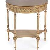 Danelle Demilune 30" Console Table in Antique Beige Finish