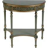 Danielle 30" Demilune 1-Drawer Console Table with Shelf in Distressed Pastel Green