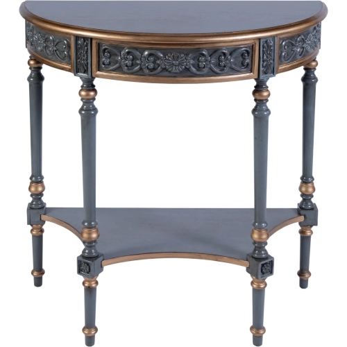 Danielle 30" Demilune 1-Drawer Console Table with Shelf in Distressed Pastel Blue