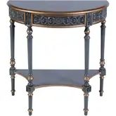 Danielle 30" Demilune 1-Drawer Console Table with Shelf in Distressed Pastel Blue