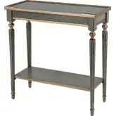 Aubrey 29"W Console Table w/ Lower Shelf in Distressed Green & Gold Wood
