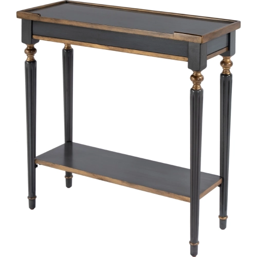 Aubrey 29"W Console Table with Lower Shelf in Distressed Blue & Gold Wood