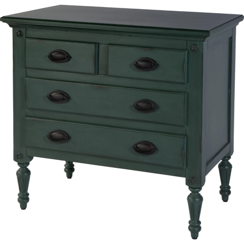 Easterbrook 31.5" 4 Drawer Accent Chest in Green Wood & Bronze