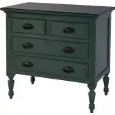 Easterbrook 31.5" 4 Drawer Accent Chest in Green Wood & Bronze
