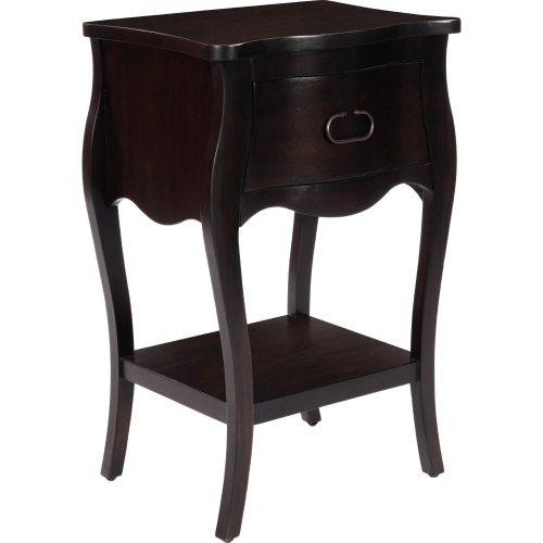 Rochelle 1 Drawer Nightstand in Chocolate Brown Wood